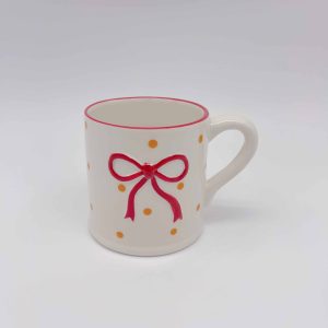 Small Red Ceramic Cup Butterfly Design