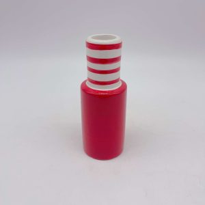 Small Red Striped Ceramic Candle Holder