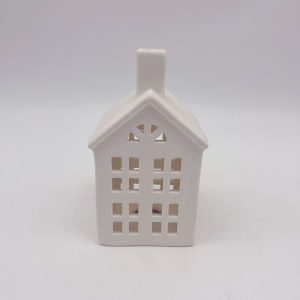 Small White Ceramic Christmas House Ornament