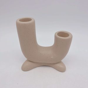 Small White Ceramic Dual Candle Holder