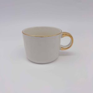 Small White Ceramic Faux Gold Cup