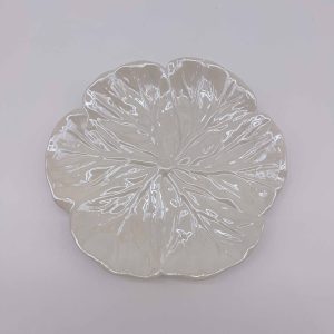Small White Ceramic Pearl Glaze Vegetable Plate