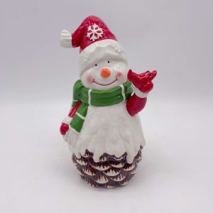 Small White Ceramic Snowman Christmas Decor