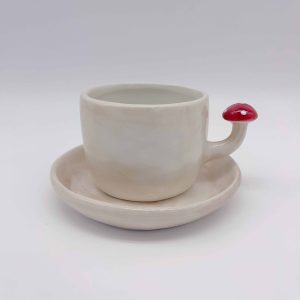 Stackable White Ceramic Mushroom Cup
