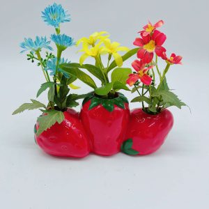 Strawberry Ceramic Planter Set Fake Plant Display