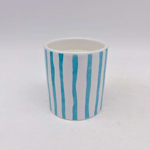 Striped Ceramic Candle Cup Wax Filled