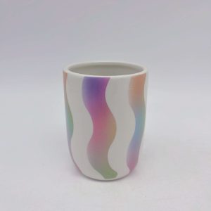 Striped Ceramic Candle Holder