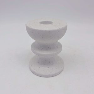 Tri-Ring White Ceramic Sand Glaze Candle Holder
