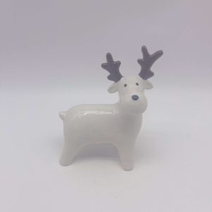 White Ceramic Christmas Deer Figurine