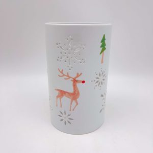White Ceramic Deer Cutout Lantern