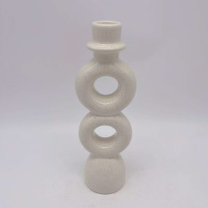 White Ceramic Double Tube Candle Holder