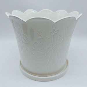 White Ceramic Glaze Flower Pot