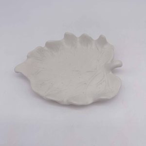 White Ceramic Leaf Dish with Sand Glaze
