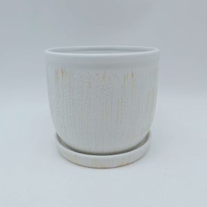 White Ceramic Planter Pot with Base