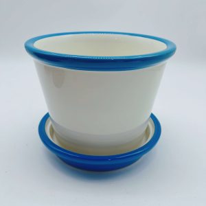 White Ceramic Planter with Saucer