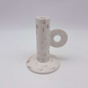 White Ceramic Single Ear Candle Holder
