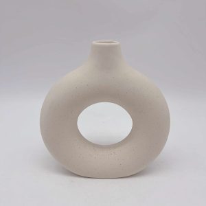 White Ceramic Vase with Sand Glaze