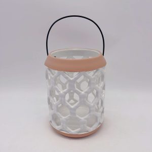 White Hexagonal Ceramic Lantern