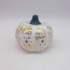 White Platinum Ceramic Pumpkin Lantern