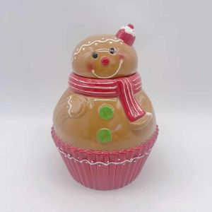 Yellow Ceramic Gingerbread Man Jar