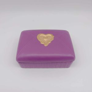 Yellow Ceramic Jewelry Box with Bow Design