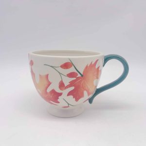 Yellow Maple Leaf Ceramic Halloween Mug White