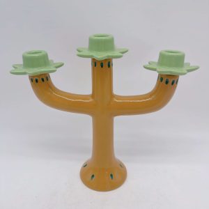 Yellow Tree-Shaped Ceramic Candle Holder